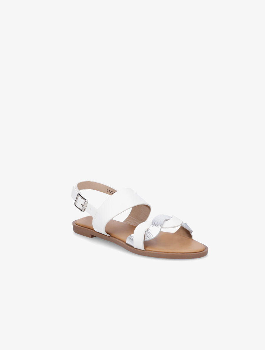 Nu-pieds à brides entrelacées unies et irisées - Blanc - 2