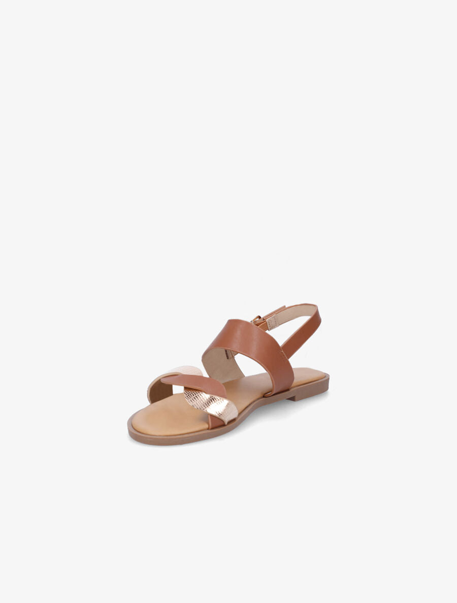 Nu-pieds à brides entrelacées unies et irisées - Camel - 3