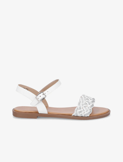 Nu-pieds à brides irisées et tressées - Blanc - 5