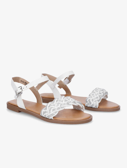 Nu-pieds à brides irisées et tressées - Blanc - 4