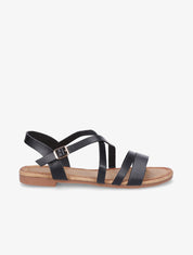 Nu-pieds en simili à brides croisées - Noir - 1