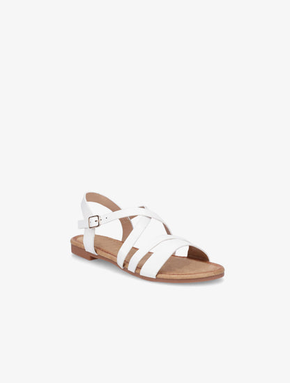 Nu-pieds en simili à brides croisées - Blanc - 2