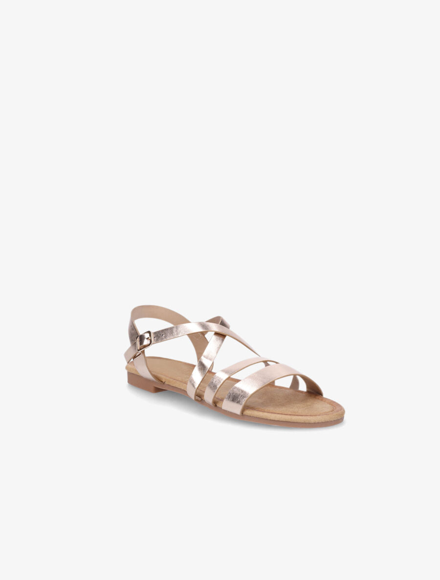 Nu-pieds en simili à brides croisées - Rose gold - 2