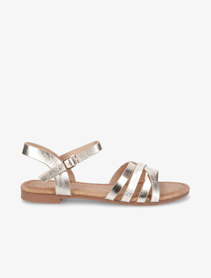 Nu-pieds en simili à brides entremelées - Or - 5