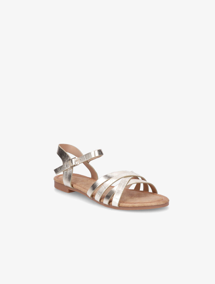 Nu-pieds en simili à brides entremelées - Or - 2