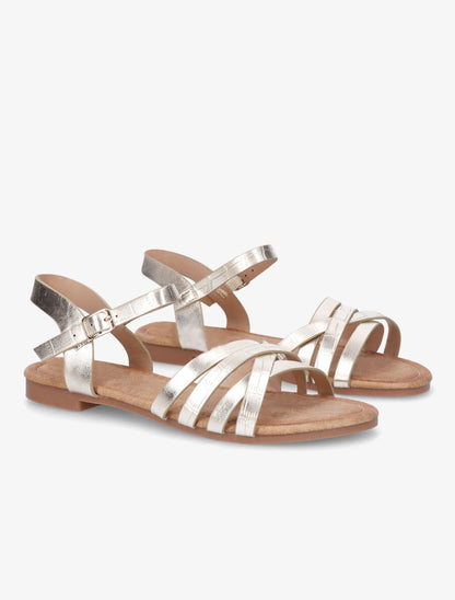 Nu-pieds en simili à brides entremelées - Or - 4