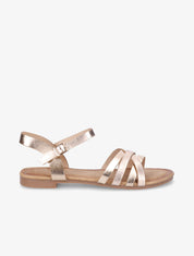 Nu-pieds en simili à brides entremelées - Rose gold - 1