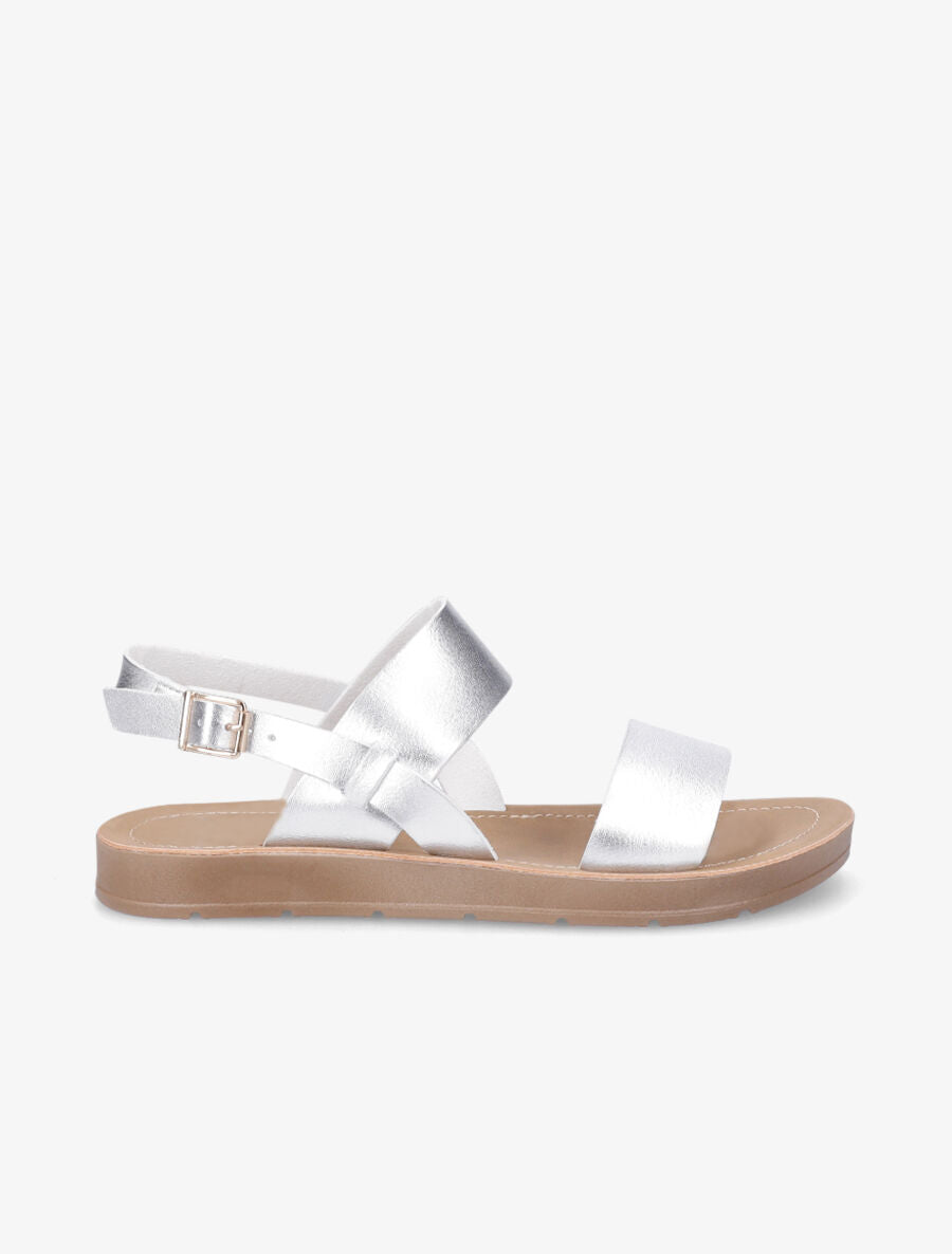 Nu-pieds basiques en simili - Argent - 5