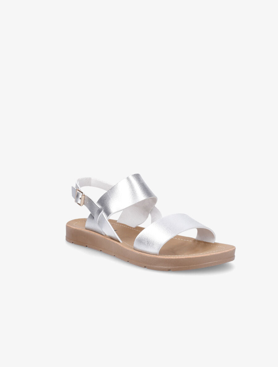 Nu-pieds basiques en simili - Argent - 2