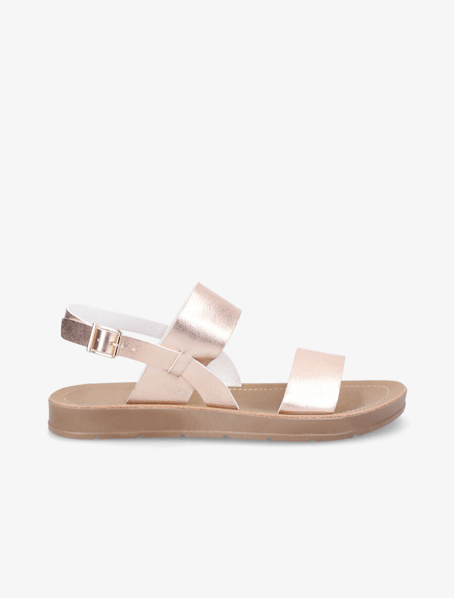 Nu-pieds basiques en simili - Rose gold - 1