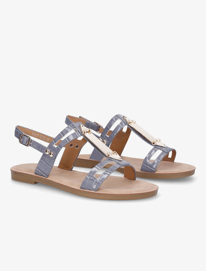 Nu-pieds effet croco - Bleu gris - 4