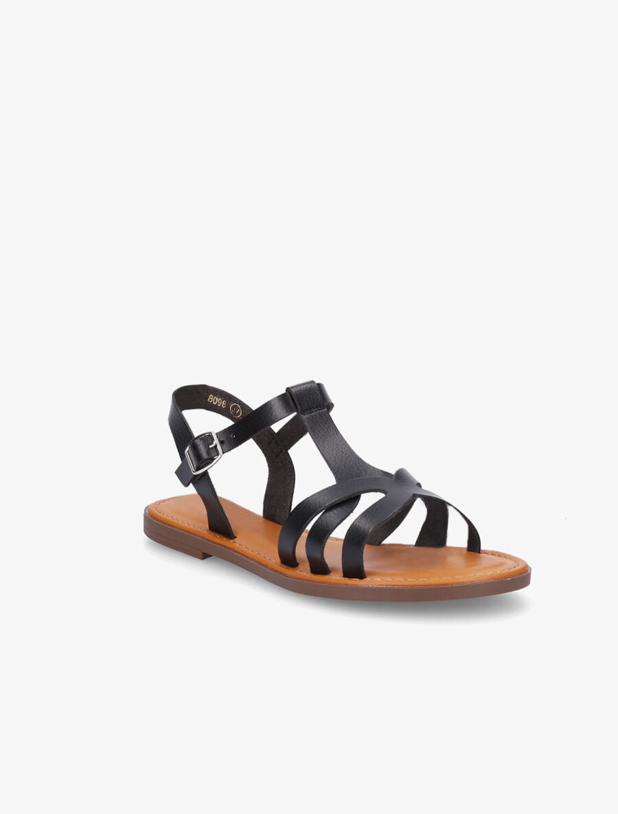 Nu-pieds plats en simili - Noir - 2