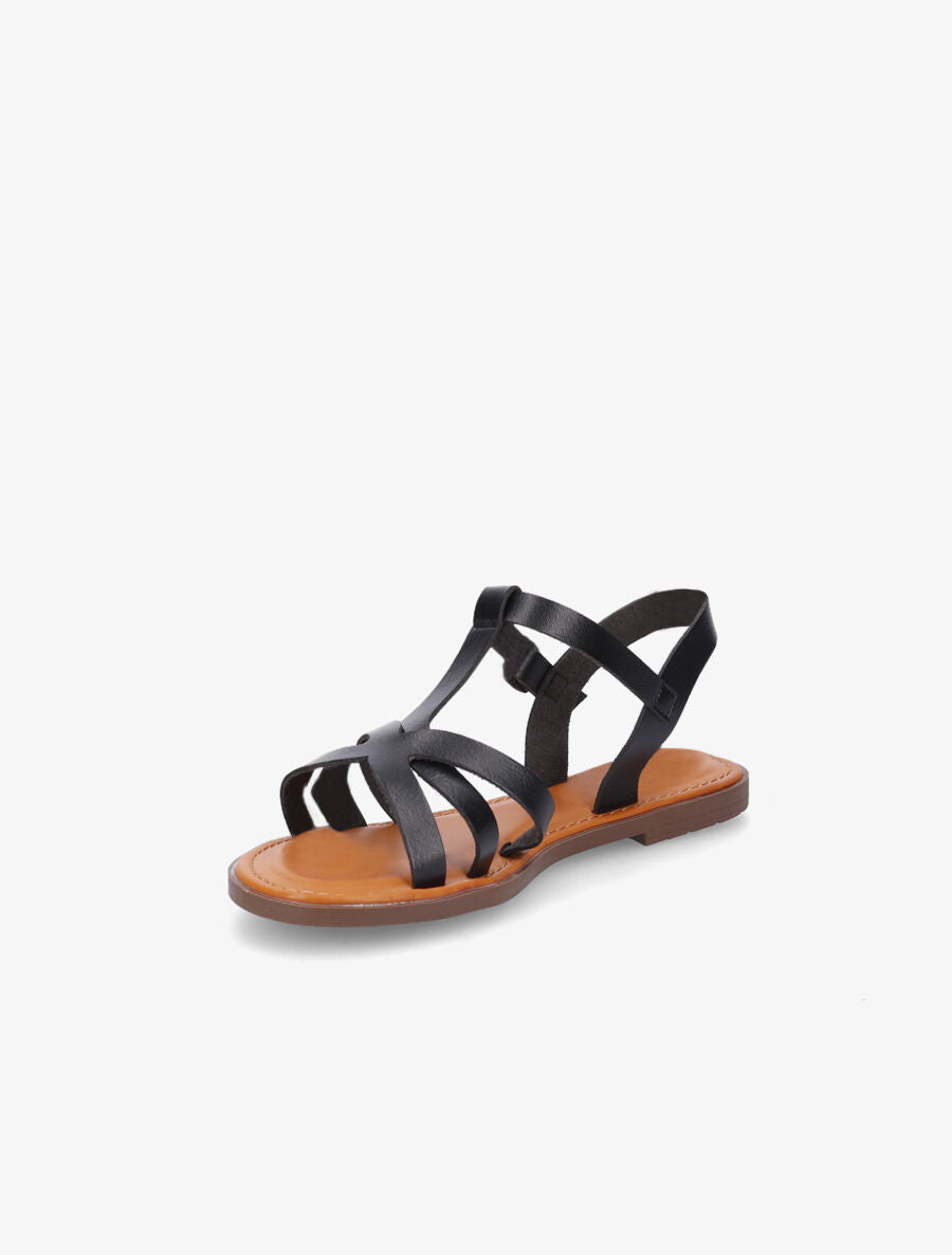 Nu-pieds plats en simili - Noir - 3