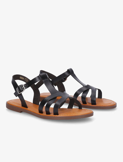 Nu-pieds plats en simili - Noir - 4