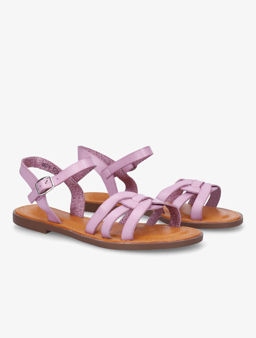 Nu-pieds plats classiques en simili - Lilas - 4