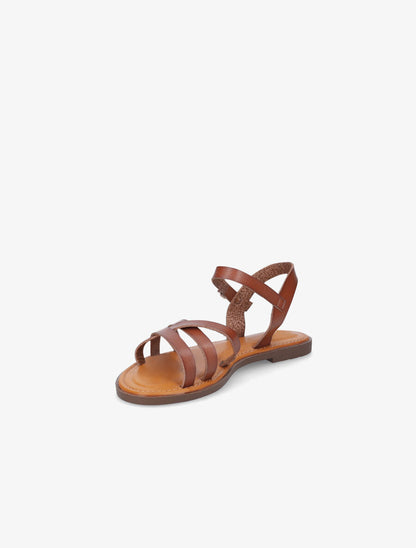 Nu-pieds entrelacés en simili - Camel - 3