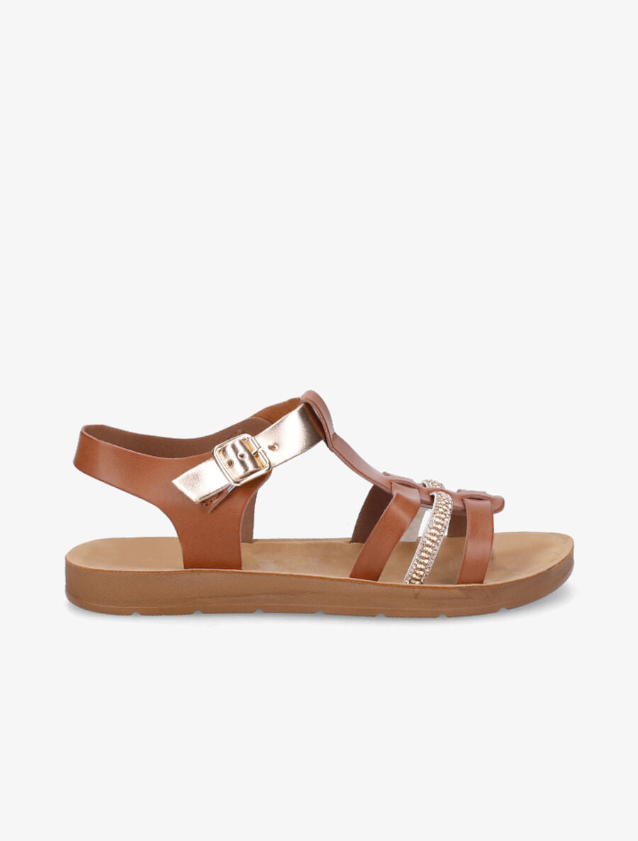 Spartiates à strass - Camel - 1