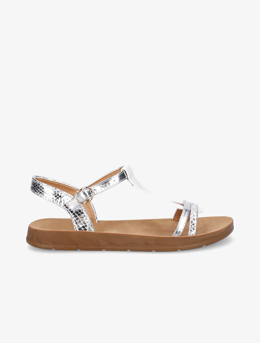 Nu-pieds en simili effet python - Blanc - 1