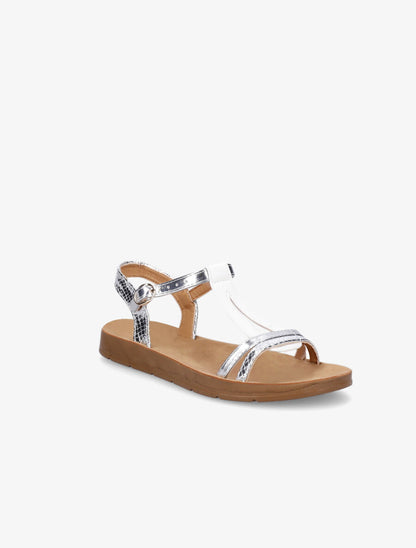 Nu-pieds en simili effet python - Blanc - 2