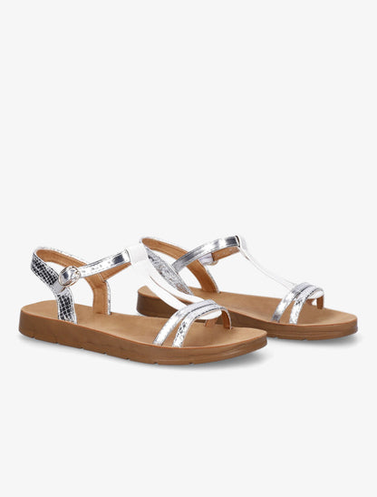 Nu-pieds en simili effet python - Blanc - 4