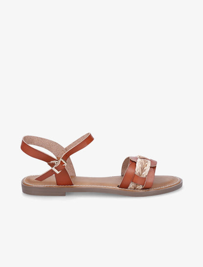 Nu pieds bi-matière uni - Camel - 1