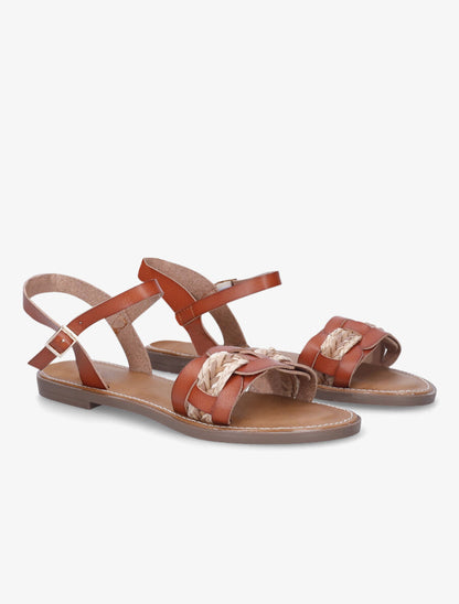 Nu pieds bi-matière uni - Camel - 4