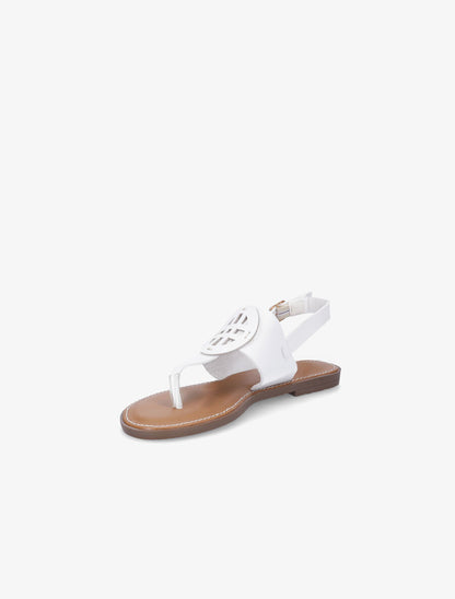 Nu pieds en simili à empiècement rond - Blanc - 3