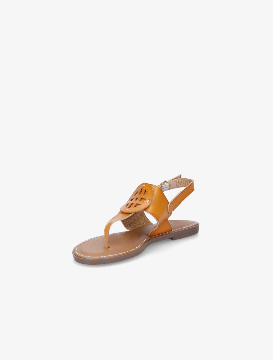 Nu pieds en simili à empiècement rond - Jaune moutarde - 3
