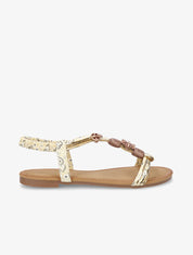 Nu-pieds plats imprimés à perles - Jaune - 1