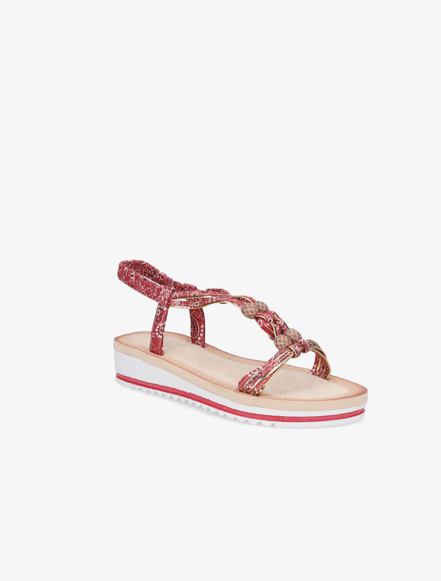 Nu-pieds imprimés à perles - Rouge - 2
