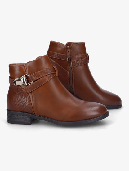 Bottines à bride à boucle clampée - Camel - 1