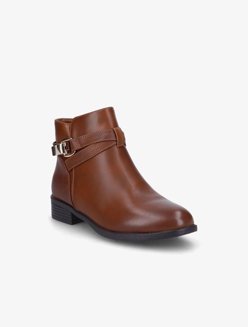 Bottines à bride à boucle clampée - Camel - 3