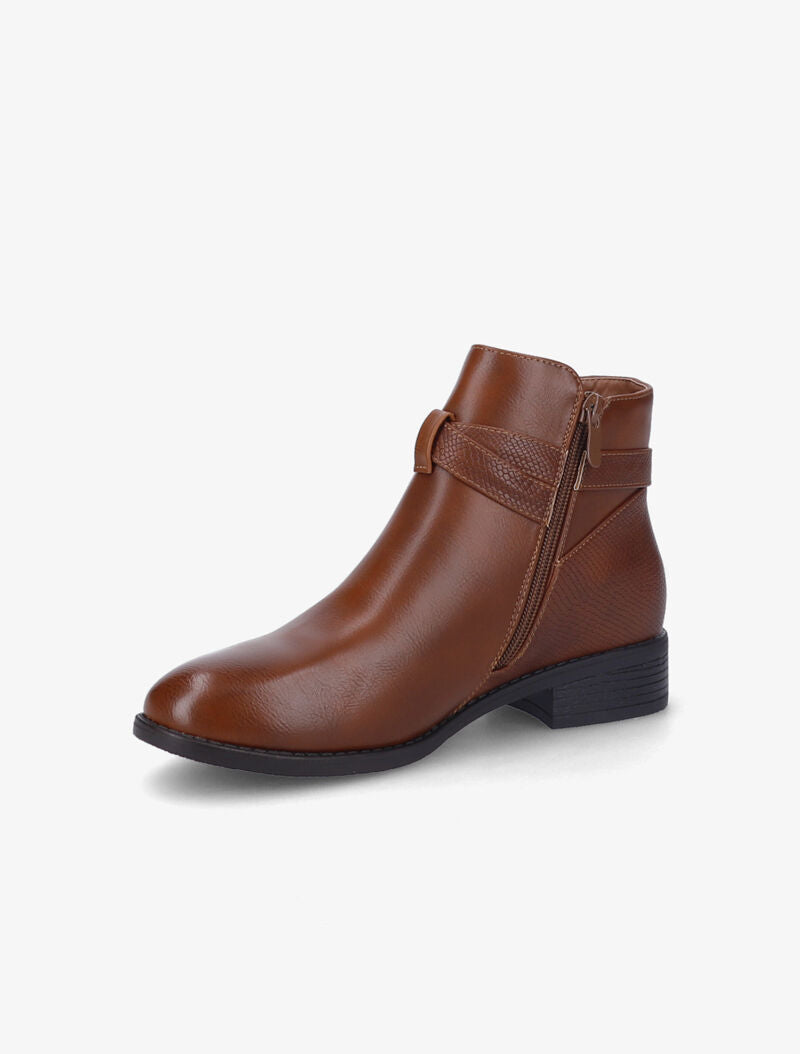 Bottines à bride à boucle clampée - Camel - 4
