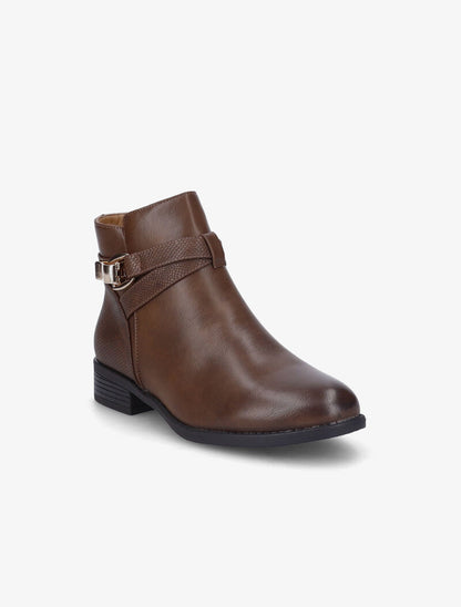 Bottines à bride à boucle clampée - Marron - 3