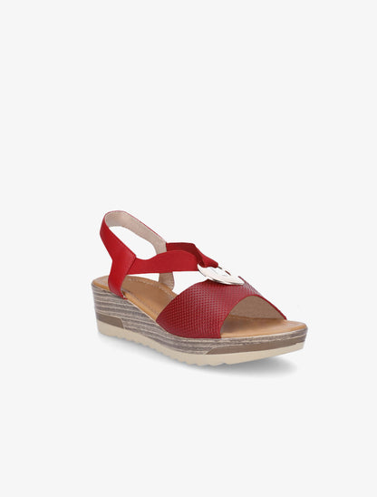 Sandales compensées à brides élastiquées - Rouge - 2