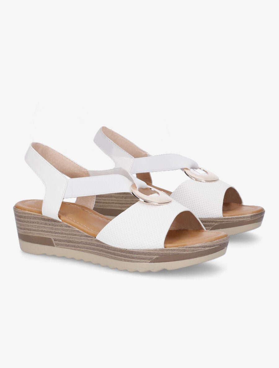 Sandales compensées à brides élastiquées - Blanc - 4