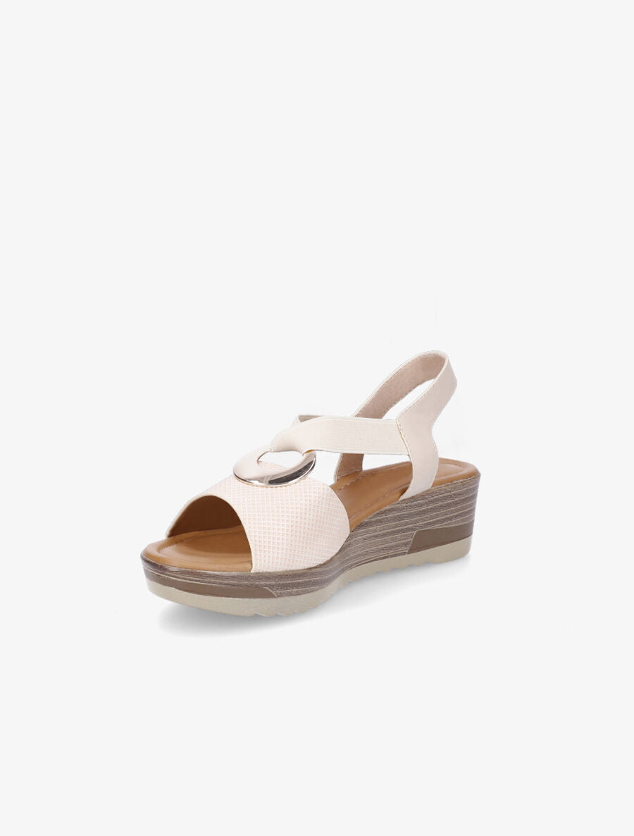Sandales compensées à brides élastiquées - Beige - 3