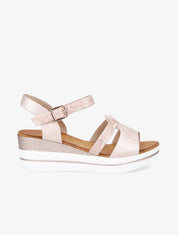 Sandales compensées irisées effet python - Rose gold - 5