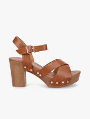 Sandales hautes style sabot - Camel - 1