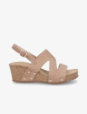 Sandales compensées en suédine - Taupe - 1