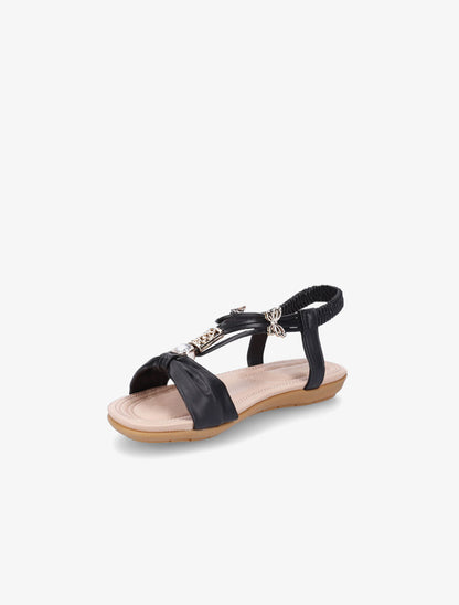 Nu-pieds à empiècement bijoux papillons - Noir - 3