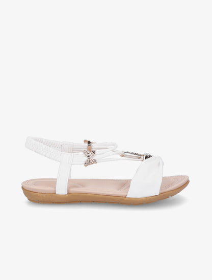 Nu-pieds à empiècement bijoux papillons - Blanc - 5