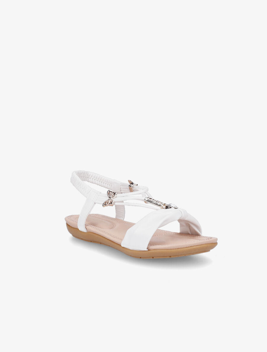Nu-pieds à empiècement bijoux papillons - Blanc - 2
