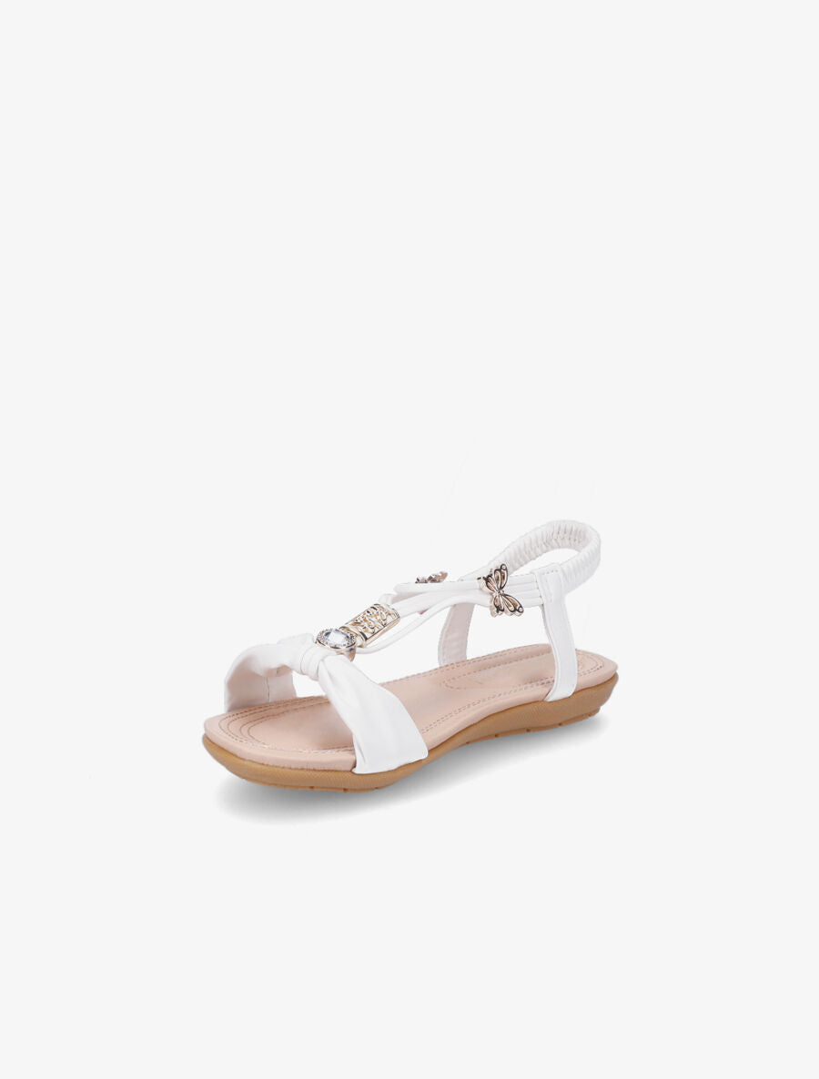Nu-pieds à empiècement bijoux papillons - Blanc - 3