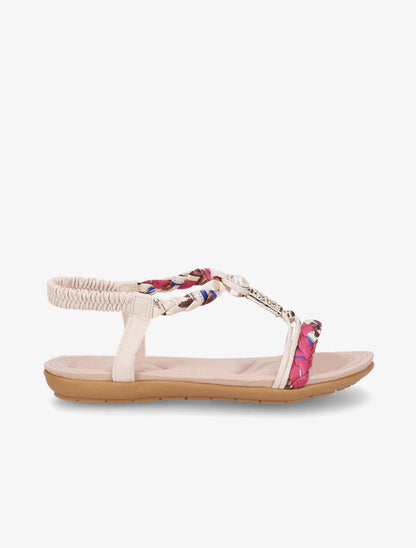 Nu-pieds imprimé à perles - Beige - 5