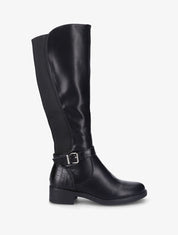 Bottes unies à détails effet croco - Noir - 1