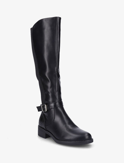Bottes unies à détails effet croco - Noir - 2