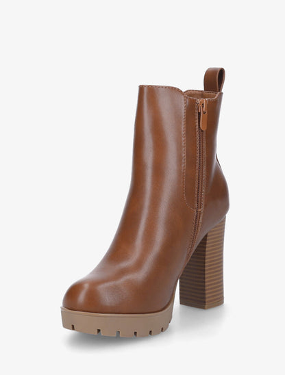 Bottines en simili à talon haut et strass - Camel - 3