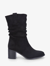 Bottines montantes mi-hautes en suédine - Noir - 6