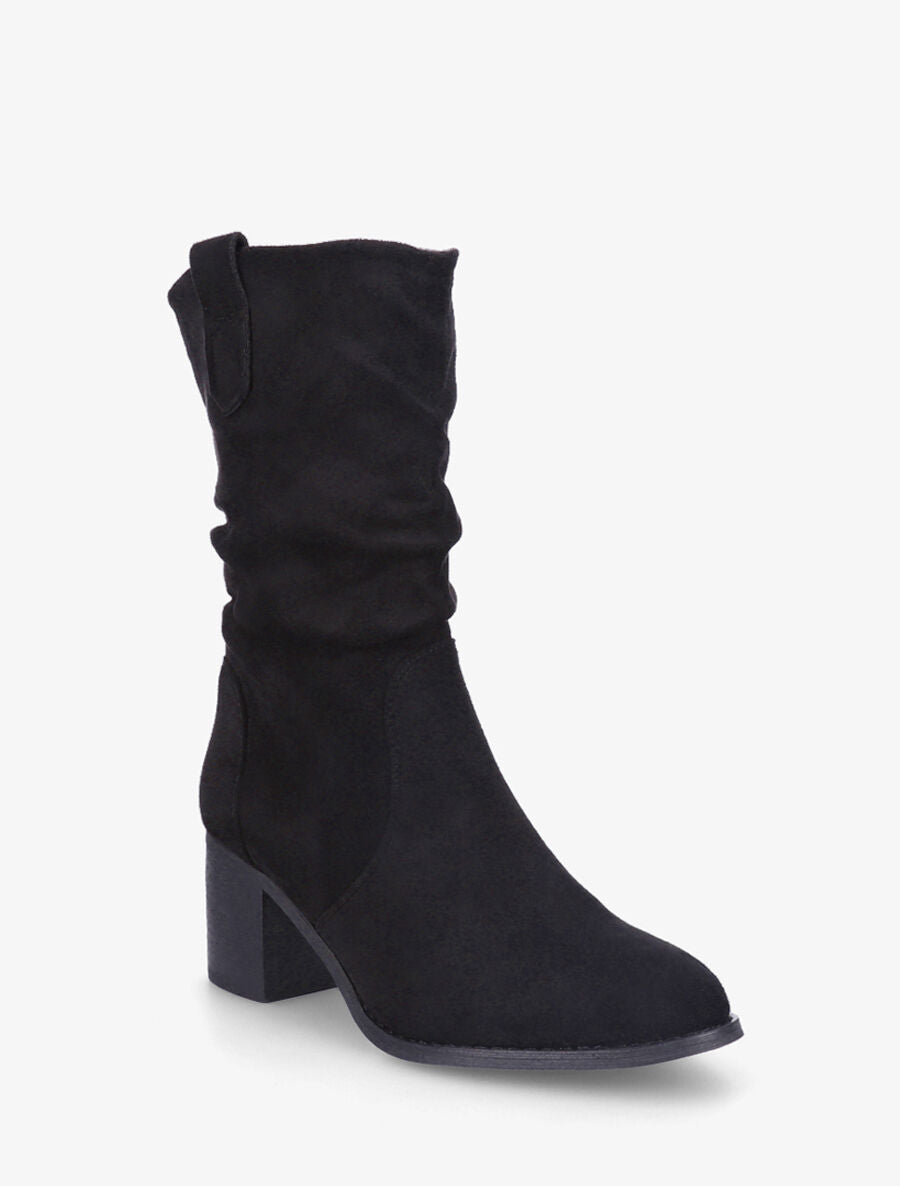 Bottines montantes mi-hautes en suédine - Noir - 2